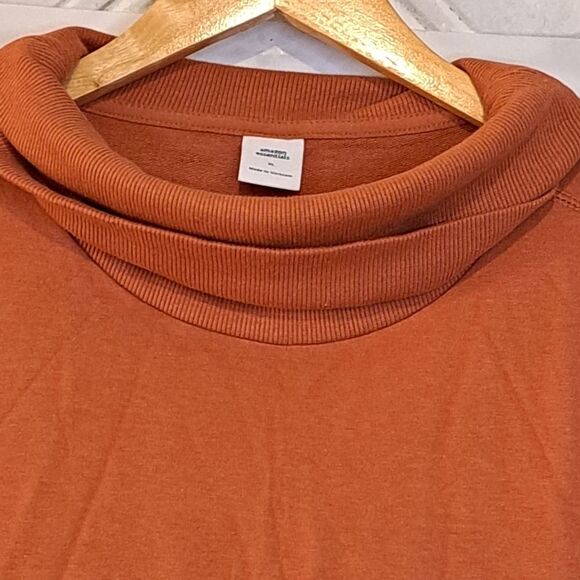 NWT AMAZON ESSENTIALS Studio Terry Long-Sleeve Funnel Neck Sweatshirt Caramel/L - Picture 5 of 12